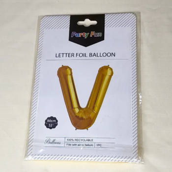 Letter Foil Gold Helium Balloon V