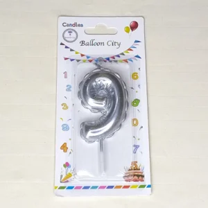 Number Candle Silver 9