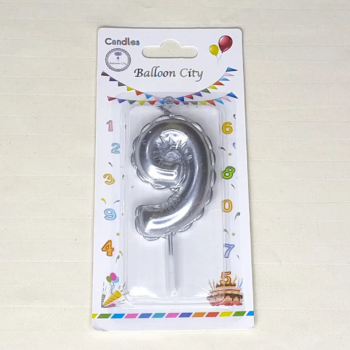 Number Candle Silver 9